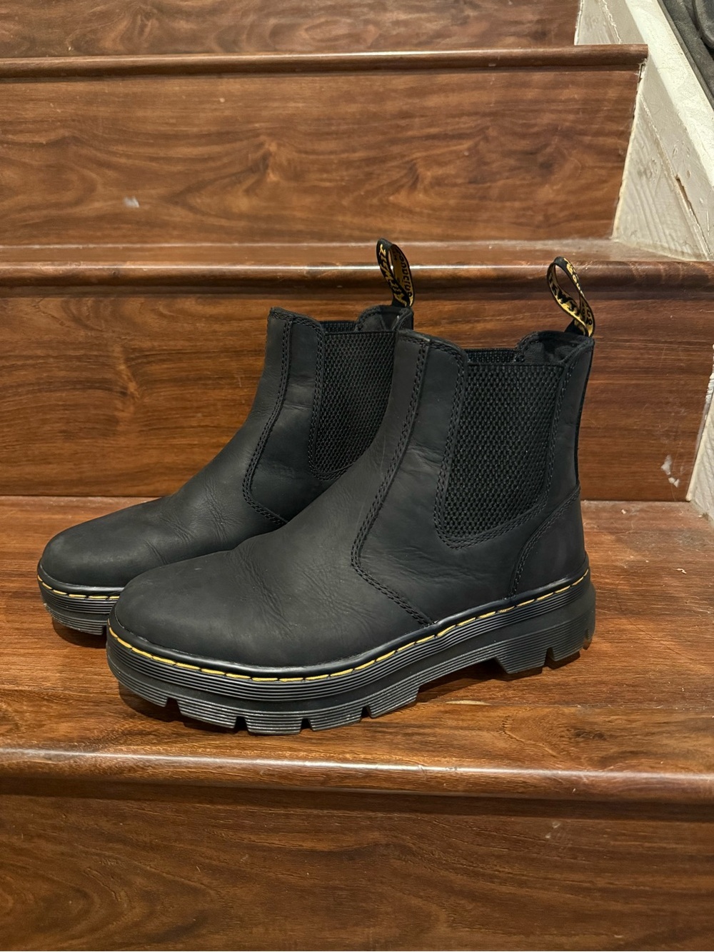 Men's Black Chelsea Work Boots with Lug Sole